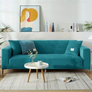 DOTBUY-SHOP Velours Salon Housses de Fauteuil Housse Canapé Extensible Housse de Canapé 1/2/3/4 Place Quatre Saisons Housse Canapé pour Sofa Décorative (2 Places,Bleu Turquoise) (DOTDOT SHOP, neuf)