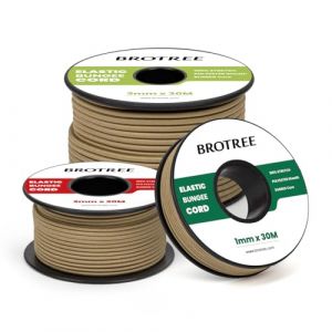Brotree Cordon Elastique Corde Élastique 2mm x 30m Fil Elastique Couture Sandow Elastique Rond pour Bracelet, Couture, Perle, Collier, Bijoux, Chapeaux, Tente et Sac Dos - Kaki (Brotree EU, neuf)