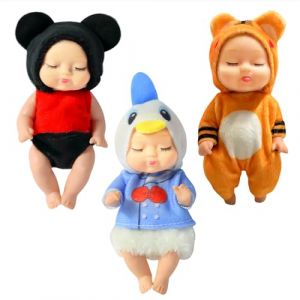 YAAVAAW 3 Pièces Mini Poupée Bebe Poupée Reborn avec Vêtements avec Animaux,Mignon Petit Poupon Bebe Réaliste Reborn Bébé Poupées Yeux Fermés Jouet Cadeau pour Enfants de Anniversaire Tiny Baby Elfe (YIHUAN Official Store, neuf)