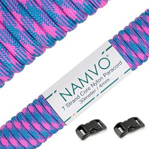 Namvo 550 Paracord Mil Spec Type III Cordon de Parachute &agrave; 7 brins Longueur Totale 100 Pieds / 30 m&egrave;tres,Plaid Rose et Bleu (BUYBOXSTAR, neuf)