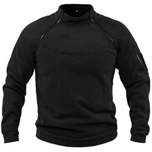 tacniseyw Veste polaire militaire pour homme - Chaud - Tactique - Fermeture &eacute;clair - Coupe-vent - Pour la p&ecirc;che et la randonn&eacute;e - Pull d'hiver en polaire avec poche kangourou, Noir , L (Tanyuun, neuf)