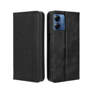 GOKEN Coque Folio Cuir &Eacute;tui pour Motorola Moto G14, Antichoc Portefeuille Housse vec Fentes pour Cartes, PU/TPU Bumper Protection Case Cover Fermeture Magn&eacute;tique (Noir) (ALIDOU, neuf)