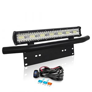 Willpower 51cm 20'' 420W Barre LED Spot et Inondation + Support de Plaque D'immatriculation + Faisceau de C&acirc;blage Rampe LED 12V 24V Bar a LED Feux LED pour 4x4 Voiture Camion Tracteur Quad Bateau (gzyizai, neuf)
