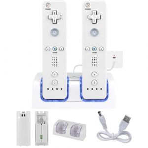 Chargeur pour Manette de Wii avec 2 Batteries Rechargeables,Chargeur de Wiimote pour Wii Support de Charger de Wii Station de Charge de Wii pour Télécommande de Wii (hskeji, neuf)