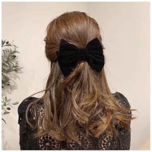 Cybche Grands Clips de cheveux en arc français Barrette Barrette en velours noir Barrette en satin Bowknot Hairclips Big Velvet Barrette Clip Bowknot Accessoires de cheveux décoratifs Bijoux(Black2) (PengDingli, neuf)