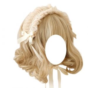 Tnxpumi Accessoires Lolita pour femme - Bandeau Lolita en dentelle - Accessoires de cheveux pour filles - Coiffe de soubrette Lolita pour fête cosplay (beige) (Tnxpumi, neuf)