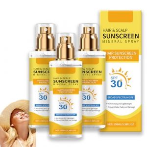 Protection solaire cuir chevelu et cheveux, Spray solaire cheveux et cuir chevelu FPS 30, Spray solaire non gras, waterproof, anti-affadissement, hydratant, soin UV pour tous types de cheveux (3pcs) (TXYUE, neuf)