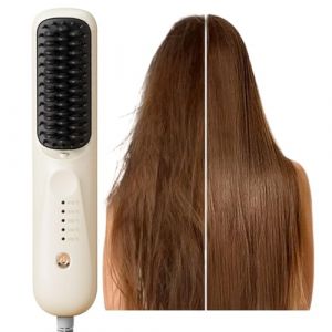 Brosse Lisseuse | Styleuse Chauffante Portable Anti Br&ucirc;lure | Brosse D&eacute;frisante Peigne Pour Cheveux Boucl&eacute;s,pour Cheveux Fins, &Eacute;pais et Mince, pour Usage &agrave; la Maison, en Appartement, au (Tanxier, neuf)