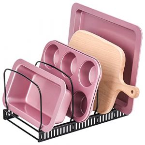 Toplife Support pour Plats de Four avec 10 Compartiment, Plateaux et Planches à Découper en Métal pour Plaques de Pâtisserie Range Couvercle Compact Rangement Cuisine Peu Encombrant pour Ustensiles (orange_ant, neuf)