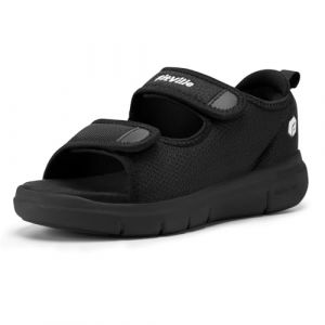 FitVille Sandale Diabétique Femme Large Ouverture Chaussures Orthopédique Scratch Sandales Rééducation pour Pieds Gonflés Nero 36 EU Large (Luhua International Trade, neuf)