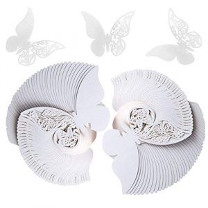 TFSYLISA Carte de Verre Marque Place Papillon de Table Nom Place Cartes Ajouré Décoration Cartes pour Mariage Baptême De Fête 100 Pcs Blanc (TFSYLISA, neuf)