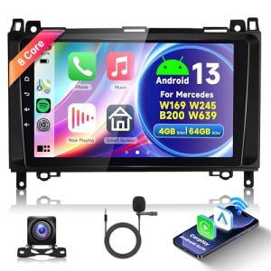 8Core 4G+64G Wireless Carplay Android Autoradio pour Mercedes Benz A/B Class W169 W245 B200 W639 Vito Viano W906 Sprinter 9 Pouces Autoradio Android Auto Navi GPS WiFi Bluetooth FM/RDS Caméra de Recul (Rimoody Direct, neuf)