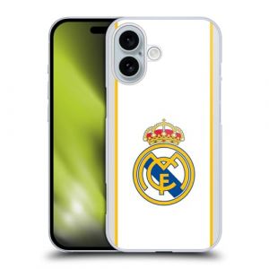 Head Case Designs sous Licence Officielle Real Madrid CF Blanc Badge Coque Dure pour l'arri&egrave;re Compatible avec Apple iPhone 16 (eCell, neuf)