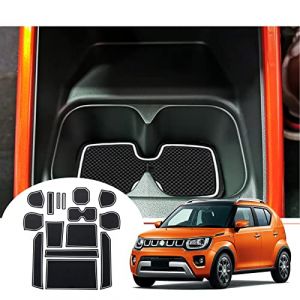 GAFAT Suzuki Ignis 2017-2024 2025 Tapis Antidérapants pour Console Centrale, Ignis 2025 Tapis en Caoutchouc Porte-Gobelet, Boîte de Rangement, Tapis de Porte, Accessoires Suzuki Ignis (Blanc) (GAFAT(EU), neuf)