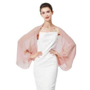 BEAUTELICATE Cardigan Bol&eacute;ro en Mousseline De Soie Couverture Veste &agrave; Manche Transparent Grande Taille De Femme Mari&eacute;e Soir&eacute;e Mariage C&eacute;r&eacute;monie D&rsquo;&eacute;t&eacute;(Taille Unique,Rose Blush) (BEAUTELICATE-FR, neuf)