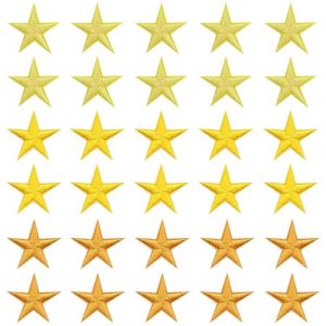 XUKZIMA 30 Pcs Etoile Patch Thermocollant pour Réparation et Décoration de Vêtements Sacs Chaussures Appliques Brodées Dorées Accessoires de Couture Polyvalents (LI  YULIN UK STORE, neuf)