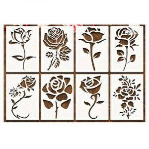 CZAKOMIX Lot De 8 Pochoir Peinture Fleur Réutilisable, Pochoir Peinture Murale, Peinture Pochoir En Plastique Pour L'artisanat Peinture De Fleurs Pour Scrapbooking (CZAKOMIXSHOPOL Kft, neuf)