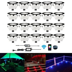 CHNXU 20 Spot LED Eclairage Ext&eacute;rieur Wifi Encastrable Sol Terrasse Bois,45mm Spots Encastr&eacute; Ext&eacute;rieur Fait en IP67 DC12V 1W Avec Alimentation EU Pour Jardin Escalier Patio RGB Wifi (Noir) (CHENXU, neuf)