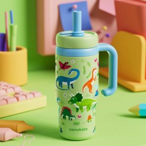 Gobelet fontaine baleine en acier inoxydable de 710 ml avec poignée – Deux couvercles, avec effet fontaine amusant, bouteille d'eau isotherme avec poignée, tasse à boire avec jet de baleine pour (Niu Liyun, neuf)