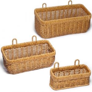 Lot de 2 paniers de rangement tiss&eacute;s, plateaux de rangement, bo&icirc;te &agrave; papier, poubelle vintage pour salle de bain, cuisine, coiffeuse, comptoir (jaune, 3 pi&egrave;ces) (Nicestand, neuf)