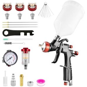 A610 LVLP de Pistolet Pulv&eacute;risateurs de Peinture Professionnels, 3 Buses 1,3/1,5/1,7mm Lot de Pistolets &agrave; Peinture Pistolets, Pistolet Peinture pour Peinture Automobile, Meubles de r&eacute;paration (PROSPRAYTOOL, neuf)