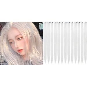 12 Pcs Extensions de cheveux raides de couleur Clip en 22 pouces Clip synth&eacute;tique dans les extensions de cheveux Faits saillants du parti Clip synth&eacute;tique en postiche long pour femmes (Blanc) (Fgnuay, neuf)