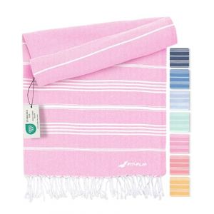 Fit-Flip Serviette de Plage hammam – Fouta en Coton 100% – Drap Turque léger à séchage Rapide, Accessoire Parfait comme Drap de Plage XXL ou paréo - Rose - 100x200cm Sultan (Paraboo, neuf)