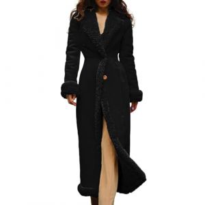 Uwdiohq Manteaux Femme And Extended Warm Frost Cotton Jacket (Black, Xxxl) Manteau Chaud Bouclette Polaire Hiver Grande Taille Mi Long Peau Retournee Veste Longue Ceinture Cintr&eacute; De Marque (Uwdiohq, neuf)