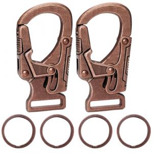 Ahiller Mousqueton Porte-Cl&eacute;s en Alliage Gunmetal 4.8 cm, avec 4 Anneaux pour Cl&eacute;s, Accroche Ext&eacute;rieur, Petit Porte-Cl&eacute;s pour Homme et Femme | Mod&egrave;le Red Brass-2P (Chuan Da, neuf)