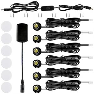 Eyourlife Lot de 6 mini spots LED USB - Éclairage de vitrine LED en aluminium - Pour armoire, couloir, galeries, magasins, armoire à bijoux (lumière blanche froide 6000 K) (kunbaiUK, neuf)