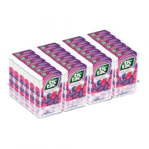 TicTac Go&ucirc;ts Framboise et Myrtille - Bonbons sucr&eacute;s aux fruits - Format de Poche - 24 boites x 18g (Deligusta, neuf)