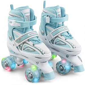 Apollo Patins à roulettes Filles et Garçons Super Quad X Pro Réglables pour Enfants – Roller Enfants Garçons et Filles LED Confortables et à Taille Réglable - Patins à roulettes Tailles 31-42 (Vevendo, neuf)