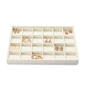 Oirlv Beige Microfibre Plateaux Bijoux Empilables 24 Grilles Plateau Pr&eacute;sentoir Bijoux Trinket Boucle D'oreille Plateau Organisateur De Bague (OIRLV, neuf)