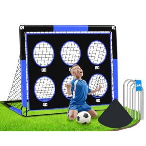 EXTFANS Cage de Foot EXT&Eacute;RIEUR pour Enfants - 2-en-1 But de Foot Enfant Exterieur Pliable avec 6 Cibles & Sac de Transport, pour Jardin Plage Parc (Bleu, Bleu-120 * 90 * 90cm) (Naffcet, neuf)