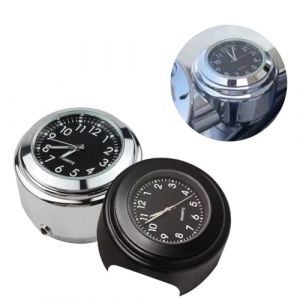 Horloge de guidon de moto &eacute;tanche &ndash; Montre de guidon en alliage d'aluminium avec mouvement &agrave; quartz, horloge de v&eacute;lo facile &agrave; monter pour les motards, chronom&eacute;trage pr&eacute;cis (noir) (xiaowangdianzi, neuf)