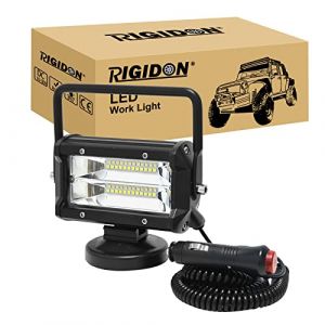 RIGIDON 1 Pcs 13 cm 5 pouces 72W feux de travail aimanté, phare de travail led carré, 12V 24V lampe de travail led avec base magnétique, led floodlights pour offroad Voiture camions SUV 4x4 tracteur (Sanyue-EU, neuf)