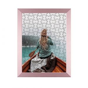 Rahmendesign24 Milano Cadre pour puzzle, environ 300-500 pièces, 36 x 48 cm, 48 x 36 cm, or rose, avec verre acrylique (Rahmendesign24, neuf)