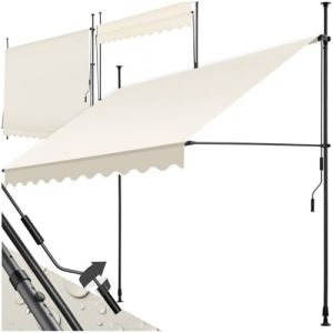 tectake Store banne sans Perçage Auvent Marquise Retractable avec Manivelle Multi-Fonction Store latéral Enroulable Brise Vue Brise Soleil Opaque en Aluminium - Beige 250 x 180 cm (Made4Home SAS, neuf)