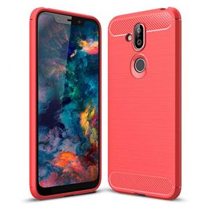 SCL Coque Compatible avec Nokia 8.1 Coque pour Nokia 8.1 Case [Rouge], Texture en Fibre de Carbone Bross&eacute;e, Technologie Anti-Rayures et D'absorption de Chocs (Filber-FR, neuf)