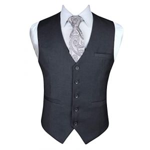 Enlision Gris Gilet Costume Homme Coton Formel Casual Gilets Sans Manche Hommes Veste pour Mariage Business Gris XXL (QIWEIEUR, neuf)