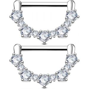 OUFER Body Piercing Barres pour piercing de mamelon (14G) en acier inoxydable 316L set de 2 bijoux barbell et anneau cliquet pour mamelon nipple piercing bar (OUFER Body Piercing, neuf)