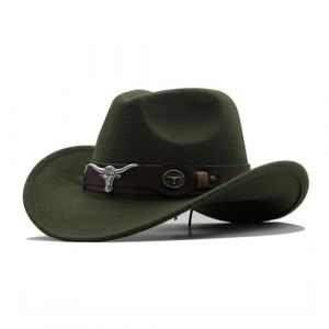 Générique Chapeau de Cowboy pour Femme et Homme Couleur Unie Bordure Chapeau à Large Bord Accessoires Costume de Cowboy pour Adultes et Femmes Western Chapeaux en Feutre (02 Green, One Size) (ZFeAOPLQ, neuf)