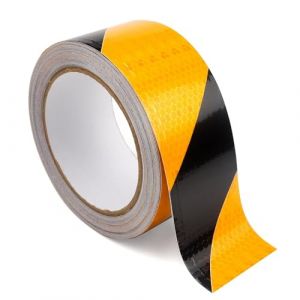 Vueinrg 25M x 5cm Bande Reflechissante Autocollante Jaune et Noir Bande Reflechissante Hazard Ruban de Signalisation Reflechissant Imperméable Ruban d'Avertissement Auto-Adhésif (YIDEGUANG, neuf)