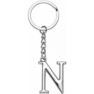 LUODAN Cadeau Femme Homme Porte-clés, Argent A-Z 26 lettre initiale pendentif porte-clés-Cadeaux Sœurs Amitié Collègue Papa Marraine Parrain idées Cadeaux Meilleur Ami Anniversaire (N) (hangzhoujiaranzhuangshicailiaoyouxiangongsi, neuf)