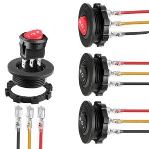 RUNCCI-YUN 4Pcs interrupteur a bascule 12v, interrupteurs à bascule ronds 6A/250V AC 10A/125V DC SPST 3Broches 3 positions i ON/OFF/ON Commutateur avec boîtierétanche pour Voiture,Camion (RUNCCI-YUN, neuf)