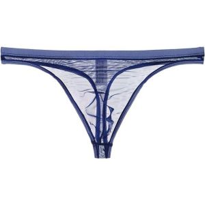 Homme Slip Transparent Voir à Travers Mesh sous-vêtements Respirants Extensible Doux Mince String sous-vêtements (M,Bleu Profond) (liuzhijiao, neuf)