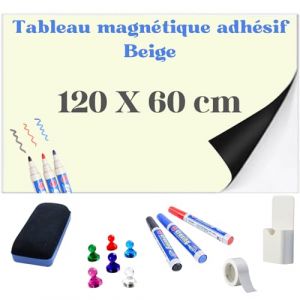MITHREEL Tableau Blanc Magn&eacute;tique Autocollant Couleur &ndash; Film Effa&ccedil;able &agrave; Sec Flexible, Surface Lisse et R&eacute;sistante, Id&eacute;al Bureau, Maison et D&eacute;coration Int&eacute;rieure &ndash; 3 Couleurs (BEIGE 120 X 60 cm) (ANYSITEAMZ, neuf)
