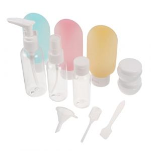 ELAYARD 11 Pi&egrave;ces Kit de Petites Bouteilles de Voyage Transparentes Flacons Rechargeables Anti-fuite pour Soins Peau Bouteilles de Toilette Portables pour Avion Camping et Vacances (Heyyii, neuf)