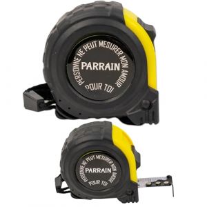 ERNESTINE - M&egrave;tre ruban je t'aime parrain - cadeau parrain choix annonce grossesse - cadeau parrain accessoire homme - m&egrave;tre pliant personnalisable famille - cadeau homme anniversaire No&euml;l naissance (Ernestine et Castagnou, neuf)