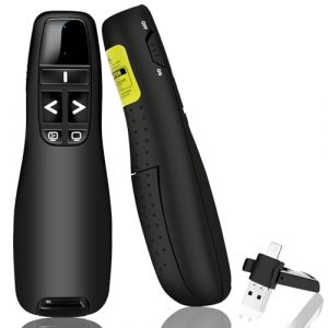 Oridolly T&eacute;l&eacute;commande de Pr&eacute;sentation pour PowerPoint, Pointeur Laser sans Fil 2,4 GHz, Pointeur du Pr&eacute;sentateur Rouge, R&eacute;cepteur USB et Type-C, Port&eacute;e de 30 M&egrave;tres, Compatible avec PC (OMNI CARGO SIA, neuf)